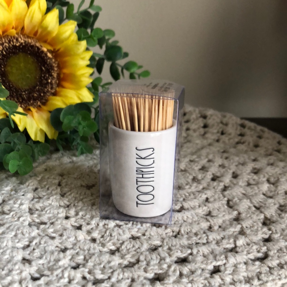 Rae Dunn Ceramic TOOTHPICKS Holder with Toothpicks
